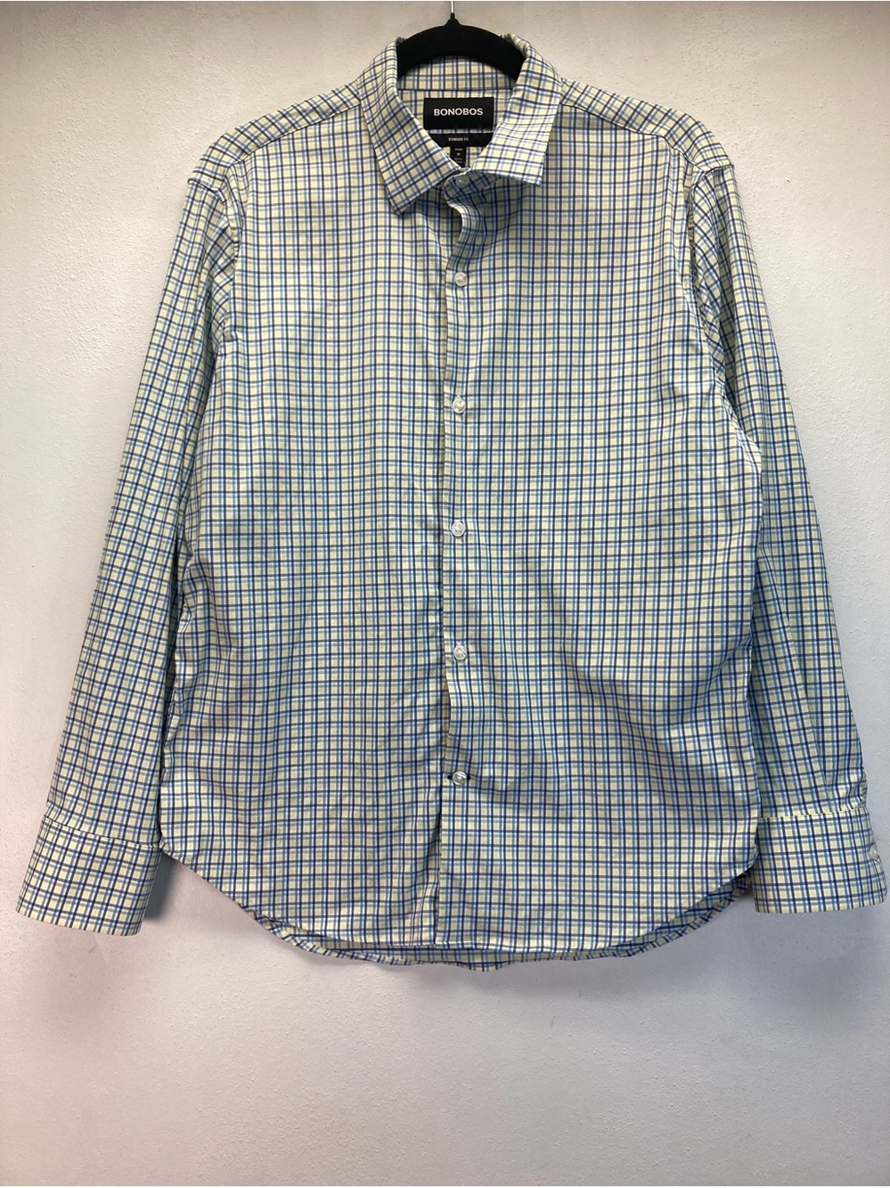 Bonobos Shirt Mens M Blue Yellow Check Button Up Performance Preppy Slim Fit - Picture 14 of 16